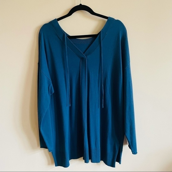 CASLON Teal Tie Back Tunic Style Sweater - Picture 6 of 10